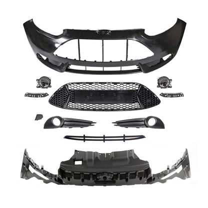 Complete Front Bumper Grille Kit W/ Fog Light Fits 2013 2014 Ford Focus ST Model