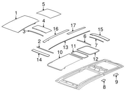 2004 - 2009 CADILLAC SRX REAR OEM FACTORY SUNROOF GLASS 15212371 FREE SHIPPING - RarePartsFinder.Com