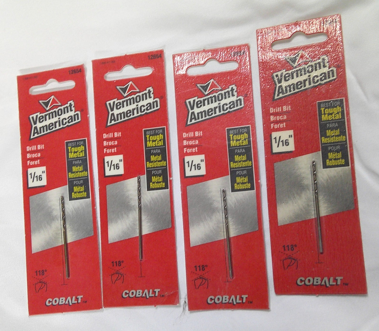 4 Pack Vermont American No 12654. 1/16” Drill Bits BRAND NEW In Package B11