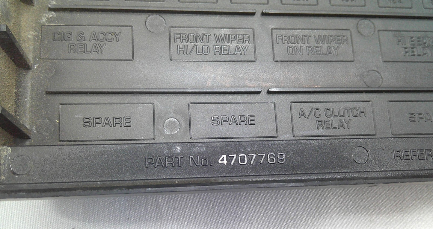 1996 PLYMOUTH VOYAGER DODGE CARAVAN FUSE RELAY COVER LID 4707769  B2 - RarePartsFinder.Com
