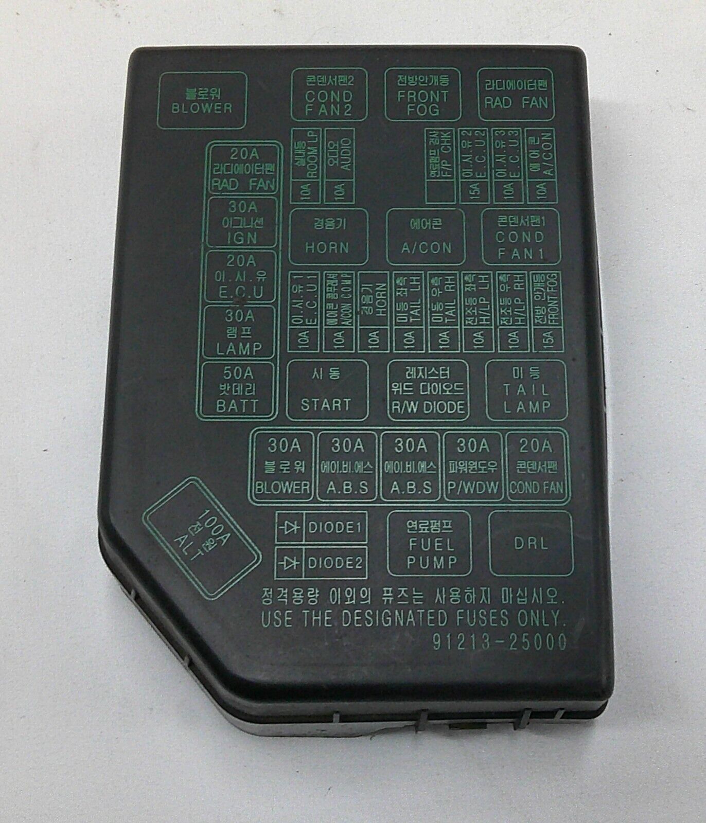 1999 - 2006 HYUNDAI ACCENT FUSE RELAY COVER LID  91213-25000 B2 - RarePartsFinder.Com