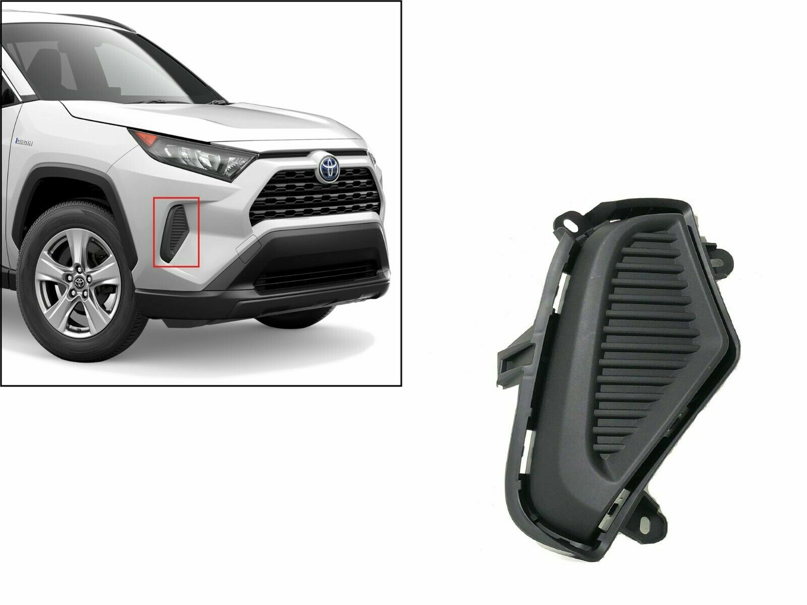 Passenger RH Side Solid Fog Light Cover For 2019-2021 Toyota Rav4 52127-0R150