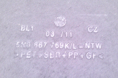 2009 - 2018 Tiguan OEM Rear Trunk Cargo Shelf Parcel Cover 5N0867769M7T8 M1