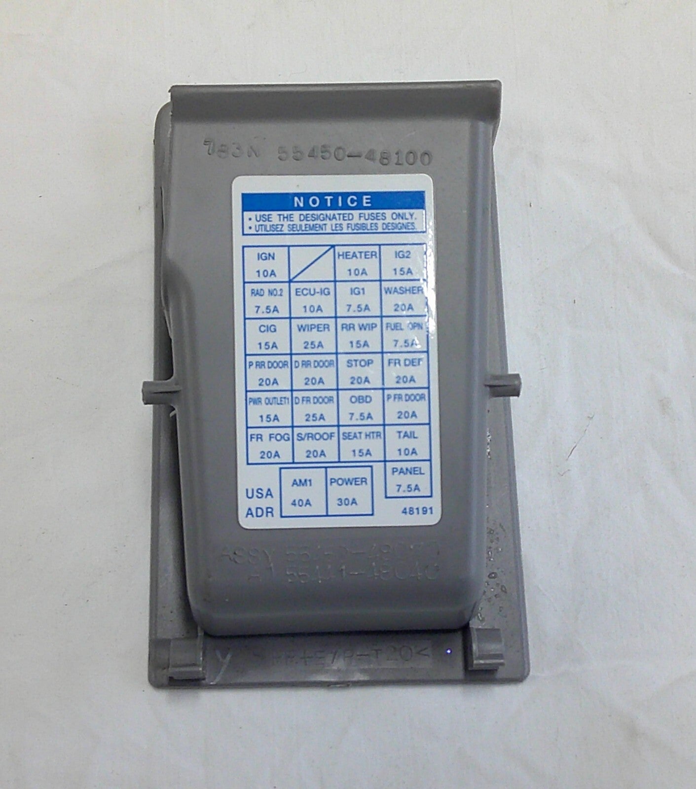 2003 - 2007 Toyota Highlander Interior Dash Pocket Fuse Cover 55450-48100-B0 B6