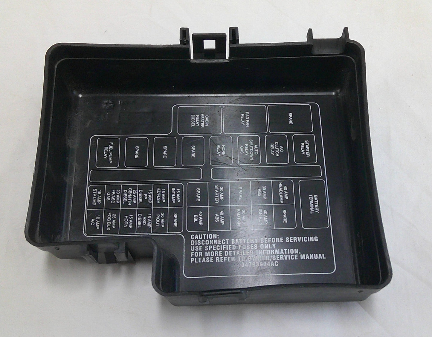 2000 - 2005 DODGE NEON ENGINE FUSE BOX RELAY LID COVER R2