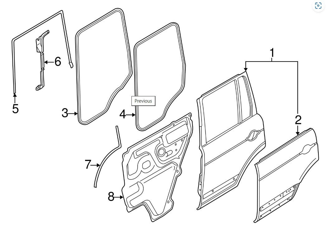 03 - 12 LAND ROVER RANGE ROVER REAR DOOR ON BODY WEATHERSTRIP OEM CGE500740 W8