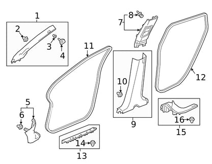 18 - 21 Honda Clarity Rear L R  Door On Body Weatherstrip OEM 72855-TRT-A02 W2A