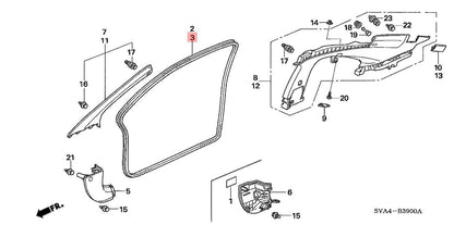 06 - 11 Honda Civic Coupe L Front On Body Weatherstrip OEM 72355-SVA-A01ZB  W5