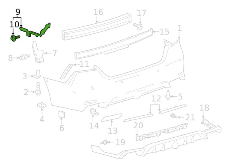 Side Retainer Rear Bumper LH For 18 - 23 Toyota Camry Replaces 52576-06160 - RarePartsFinder.Com