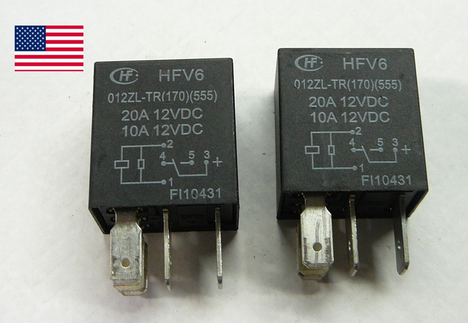 2 pcs HFV6 (012ZL-TR(170)(555) 5 Pin Power Relay 20/10A 12VDC Tested OEM  C3