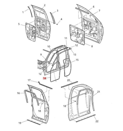2003 - 2005 Dodge Ram Front Door on Body Weatherstrip Seal OEM 55275609AD  W12