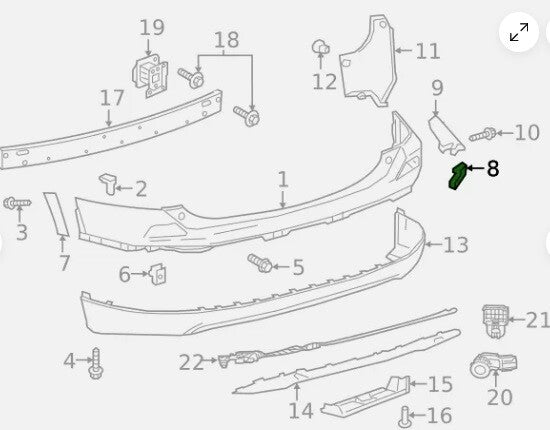 16 - 18 TOYOTA RAV4 REAR BUMPER UPPER RETAINER NEW REPLACES 52562-0R050 - RarePartsFinder.Com