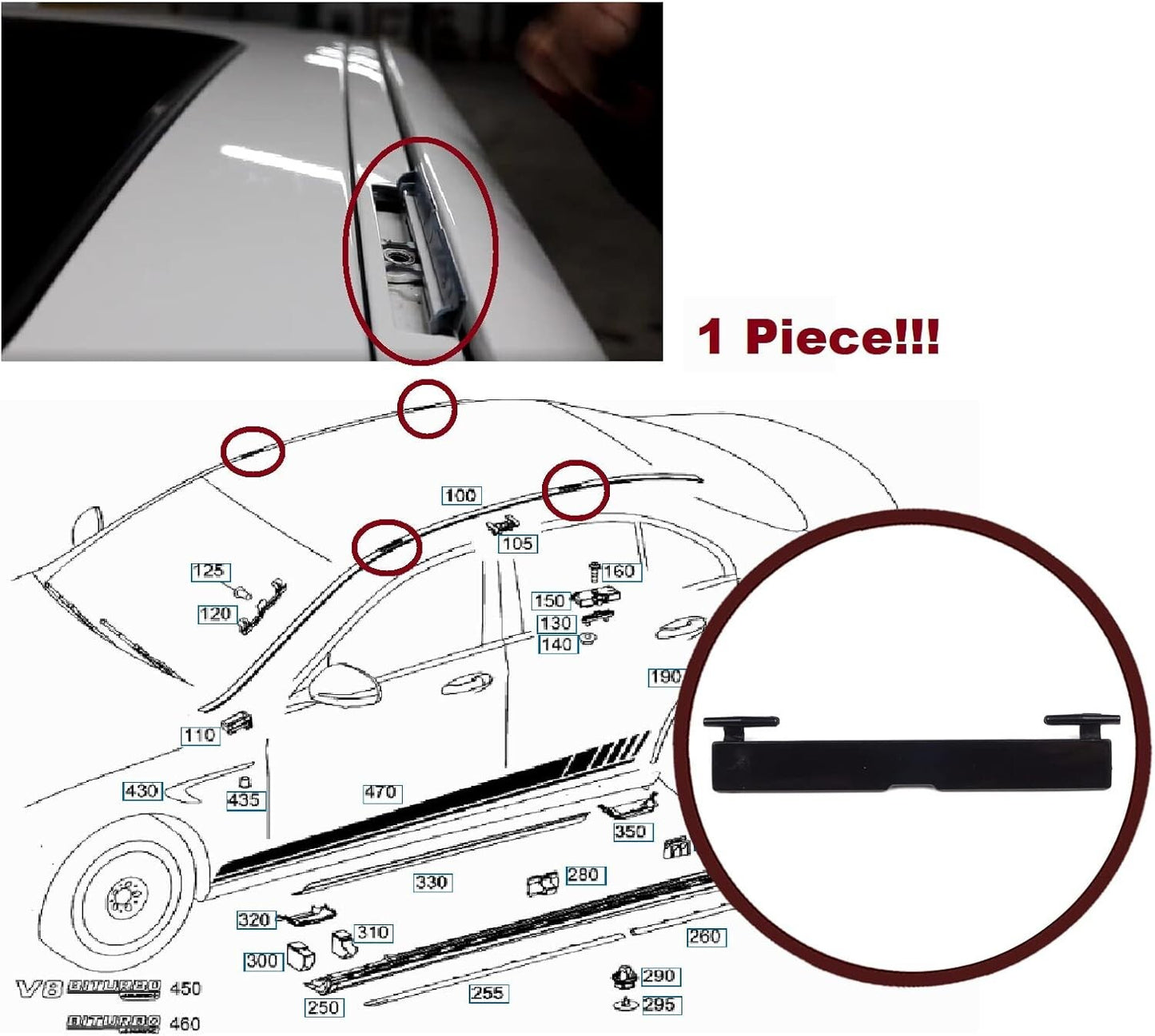 Mercedes E200 E250 E300 E350 E400 E450 E63 Roof Molding Port Bag Free Shipping!