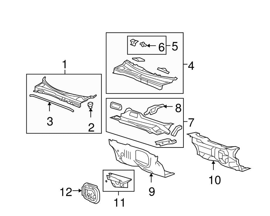 2007 - 2012 GMC Acadia Cowel Engine Compartment Weatherstrip 25844425 W7