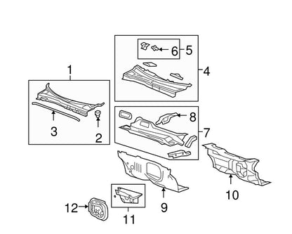 2007 - 2012 GMC Acadia Cowel Engine Compartment Weatherstrip 25844425 W7