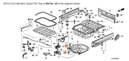 06 - 23 HONDA RIDGELINE SPARE TIRE TRAY RETAINER OEM 90101-SJC-A00 A17