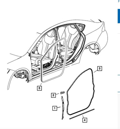 2013 - 2016 Dodge Dart Door L R Front On Body Weatherstrip OEM 68082802AD W9