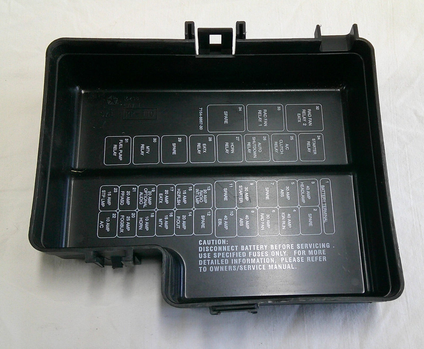 2000 - 2005 DODGE NEON ENGINE COMPARTMENT FUSE RELAY COVER LID B6