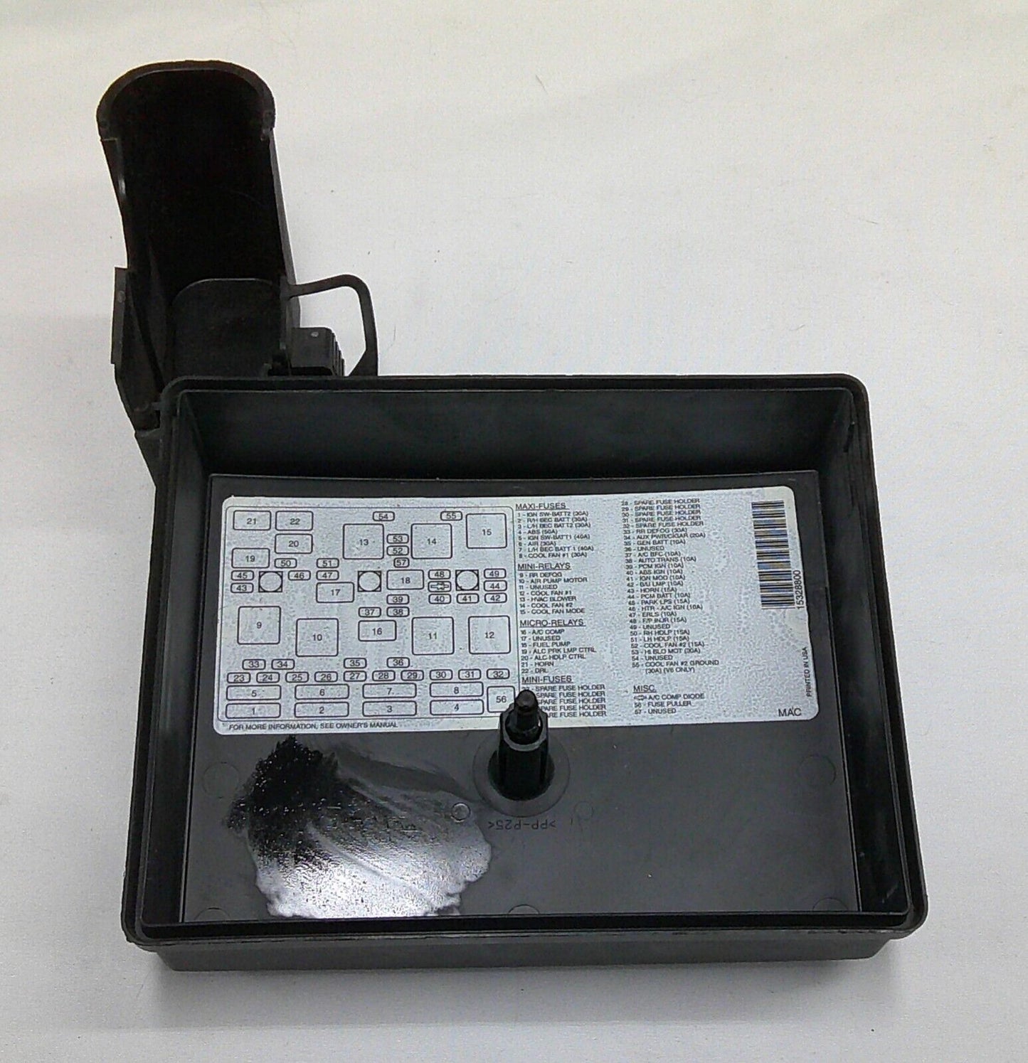 1998 - 2003 Chevy Malibu Under the Hood Fuse Relay Box Cover Lid Black B7 - RarePartsFinder.Com