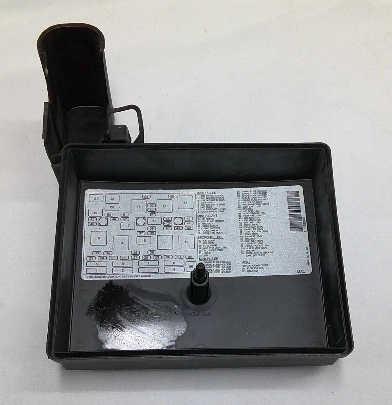 1998 - 2003 Chevy Malibu Under the Hood Fuse Relay Box Cover Lid Black B7 - RarePartsFinder.Com