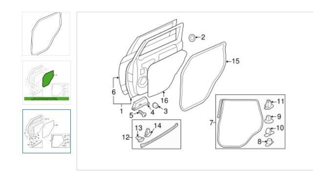 11 - 23 OUTLANDER SPORT DRIVER REAR DOOR ON BODY WEATHERSTRIP OEM 5755A269 W6 - RarePartsFinder.Com