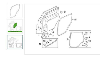 11 - 23 OUTLANDER SPORT DRIVER REAR DOOR ON BODY WEATHERSTRIP OEM 5755A269 W6 - RarePartsFinder.Com