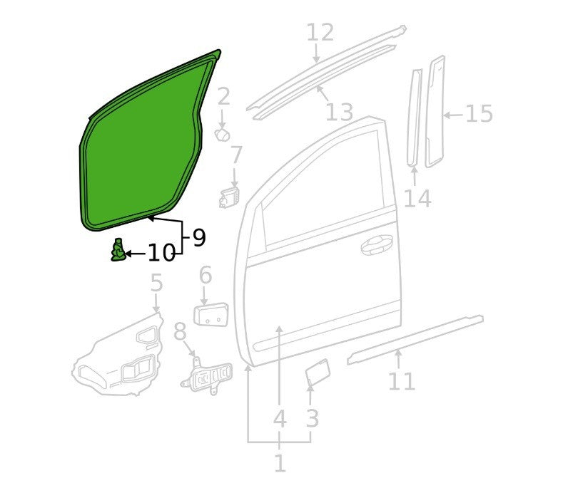 04 - 09 Toyota Prius Front Driver Door Body Weatherstrip 67862-47020 OEM W13