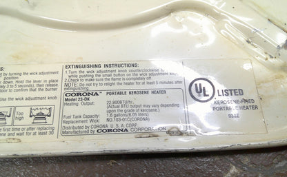 Corona 23DK Kerosene Heater Base  103-22 FREE SHIPPING!  K1