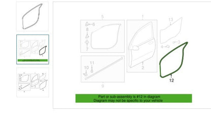 11 - 23 OUTLANDER SPORT PASS FRONT DOOR ON BODY WEATHERSTRIP OEM 5725A266  W6 - RarePartsFinder.Com