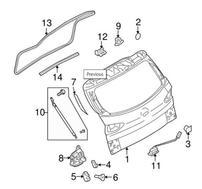 06 - 14 Subaru B9 Tribeca Tailgate On Body Weatherstrip OEM  63516XA00B W4 - RarePartsFinder.Com