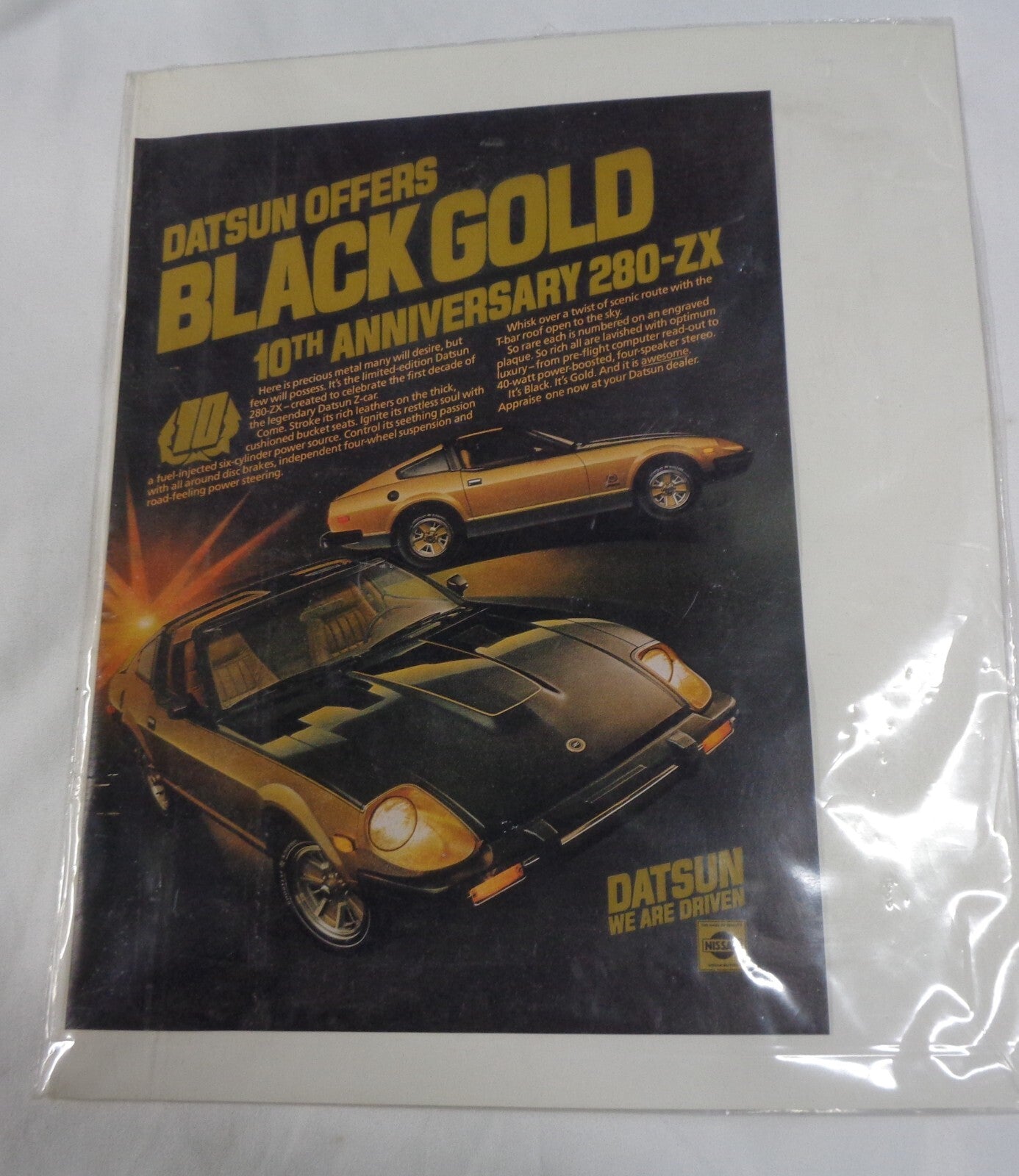 DATSUN 280-Z SPORTS CAR ORIGINAL VTG 10th ANNIVERSARY MAGAZINE ADVERTISEMENT