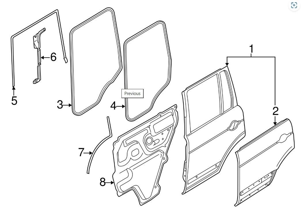 03 - 12 LAND ROVER RANGE ROVER REAR DOOR ON BODY WEATHERSTRIP OEM CGE500740 W8 - RarePartsFinder.Com