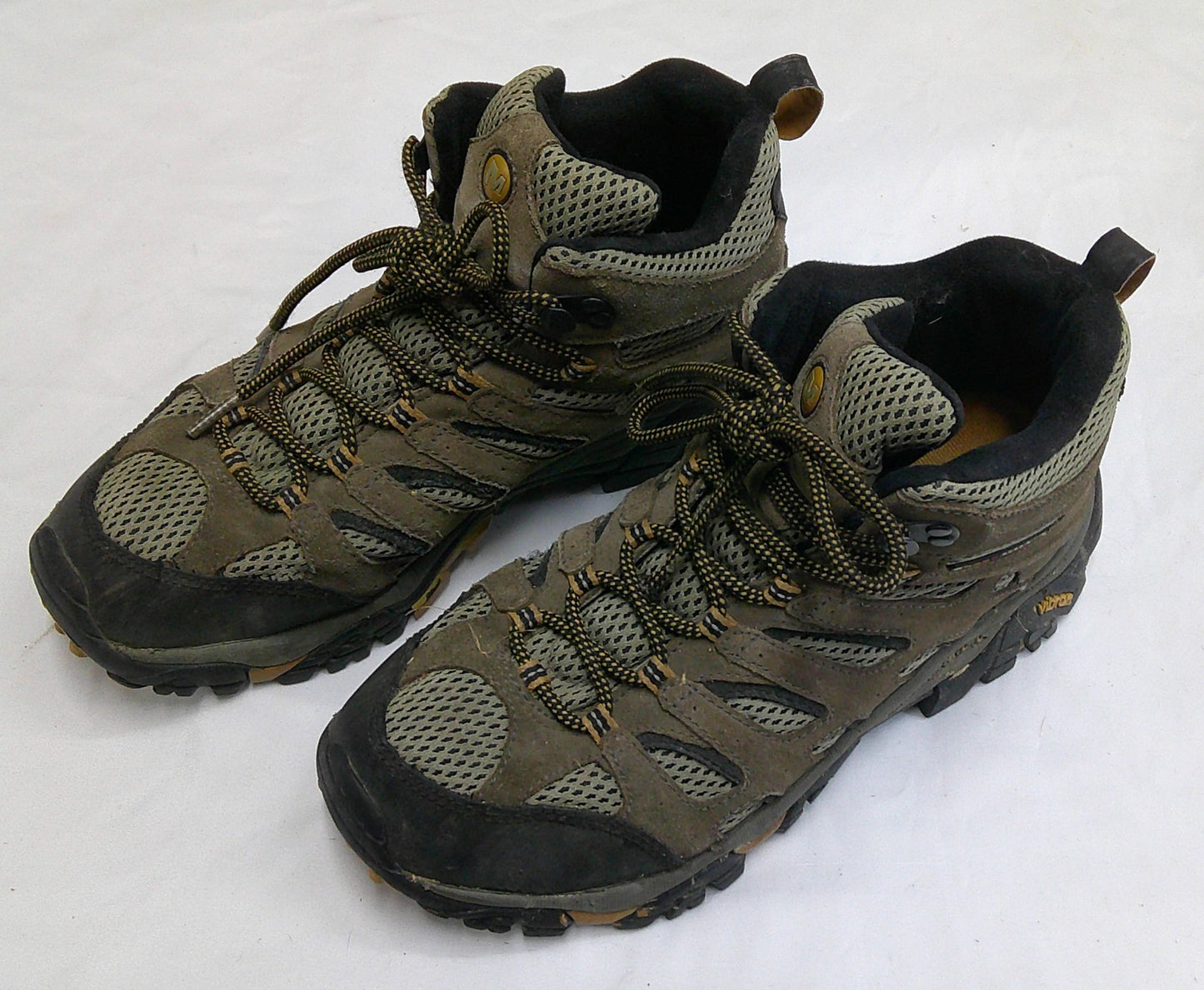 Merrell Vibram Boots Mens 8 Brown Waterproof Hiking Trail Fair Shape B11