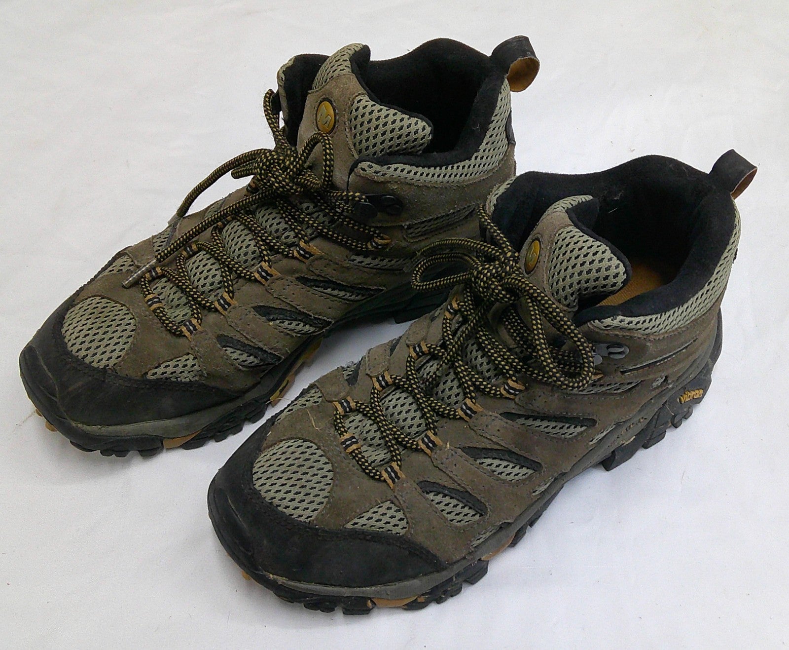 Merrell Vibram Boots Mens 8 Brown Waterproof Hiking Trail Fair Shape B11