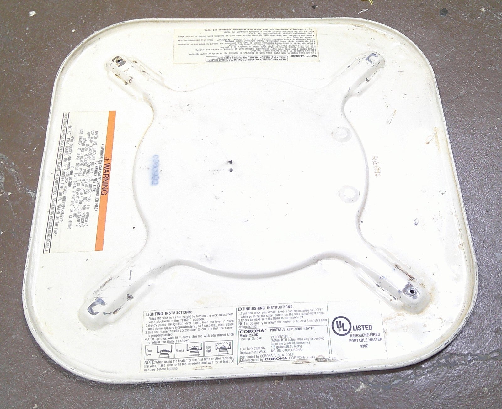 Corona 23DK Kerosene Heater Base  103-22 FREE SHIPPING!  K1