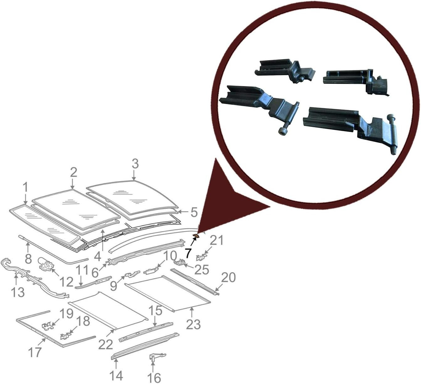 Sunroof Curtain Linkage Slider Blind Clips for Mercedes Benz 211-895-01-05