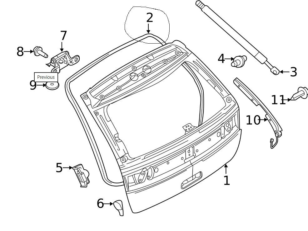 Ford Edge Lincoln MKX Rear Hatch On Body Weatherstrip OEM 8T4Z-78404A06-A W10