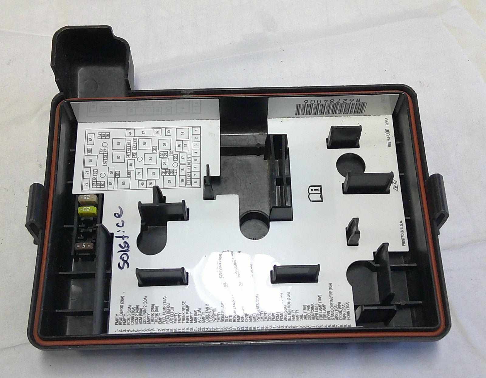 07 - 10 Saturn Sky 06 - 09 Solstice Engine Fuse Relay Cover Lid 15777936  B10 - RarePartsFinder.Com