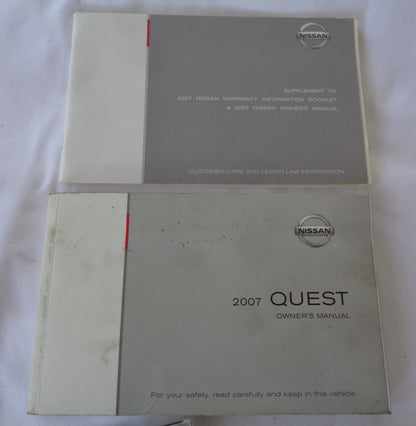 2007 NISSAN QUEST OWNERS MANUAL SET WITH CASE OEM FREE SHIPPING! - RarePartsFinder.Com