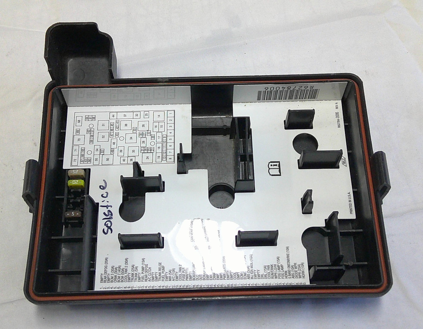 07 - 10 Saturn Sky 06 - 09 Solstice Engine Fuse Relay Cover Lid 15777936  B10