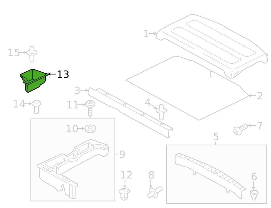 2013 - 2015 Outlander Sport OEM Rear Left Cargo Side Storage Box 7646A297   B1