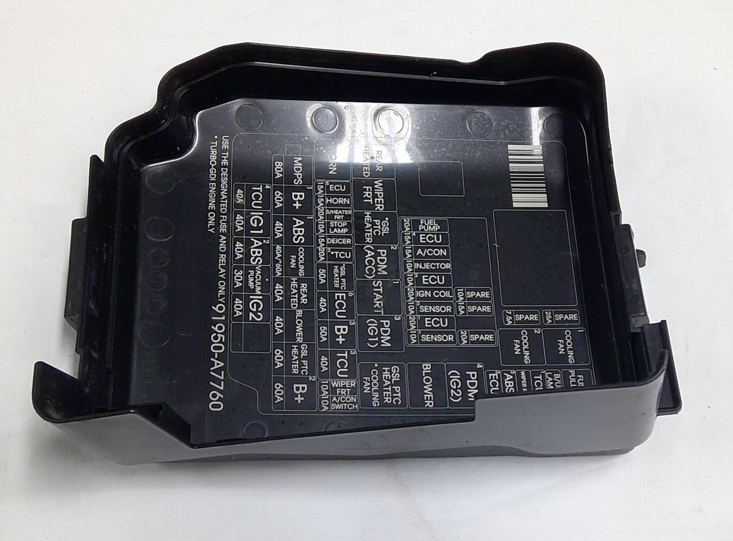 2017 - 2018 KIA FORTE FRONT ENGINE FUSE BOX RELAY LID COVER 91950-A7760   B12