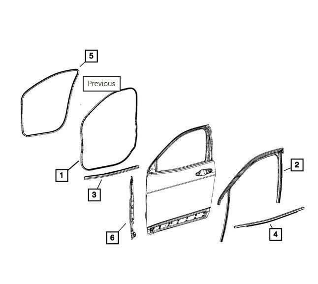 14 - 18 JEEP CHEROKEE ON BODY FRONT DOOR L/ R WEATHERSTRIP OEM 68225187AB W9