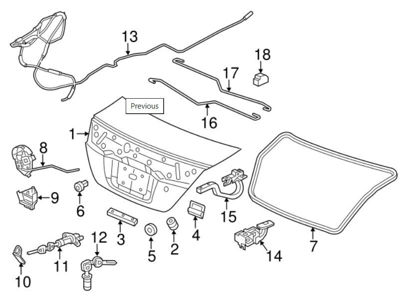 12 - 15 Honda Civic Sedan Tailgate On Body Weatherstrip OEM 74865-TR3-A01 W4