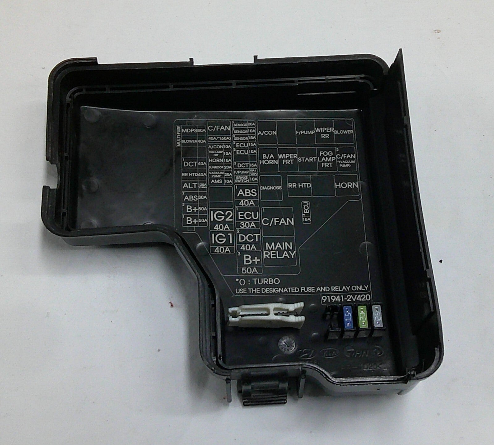2015 - 2017 Hyundai Veloster Engine Fuse Relay Cover Lid 91941-2V420 B10 - RarePartsFinder.Com
