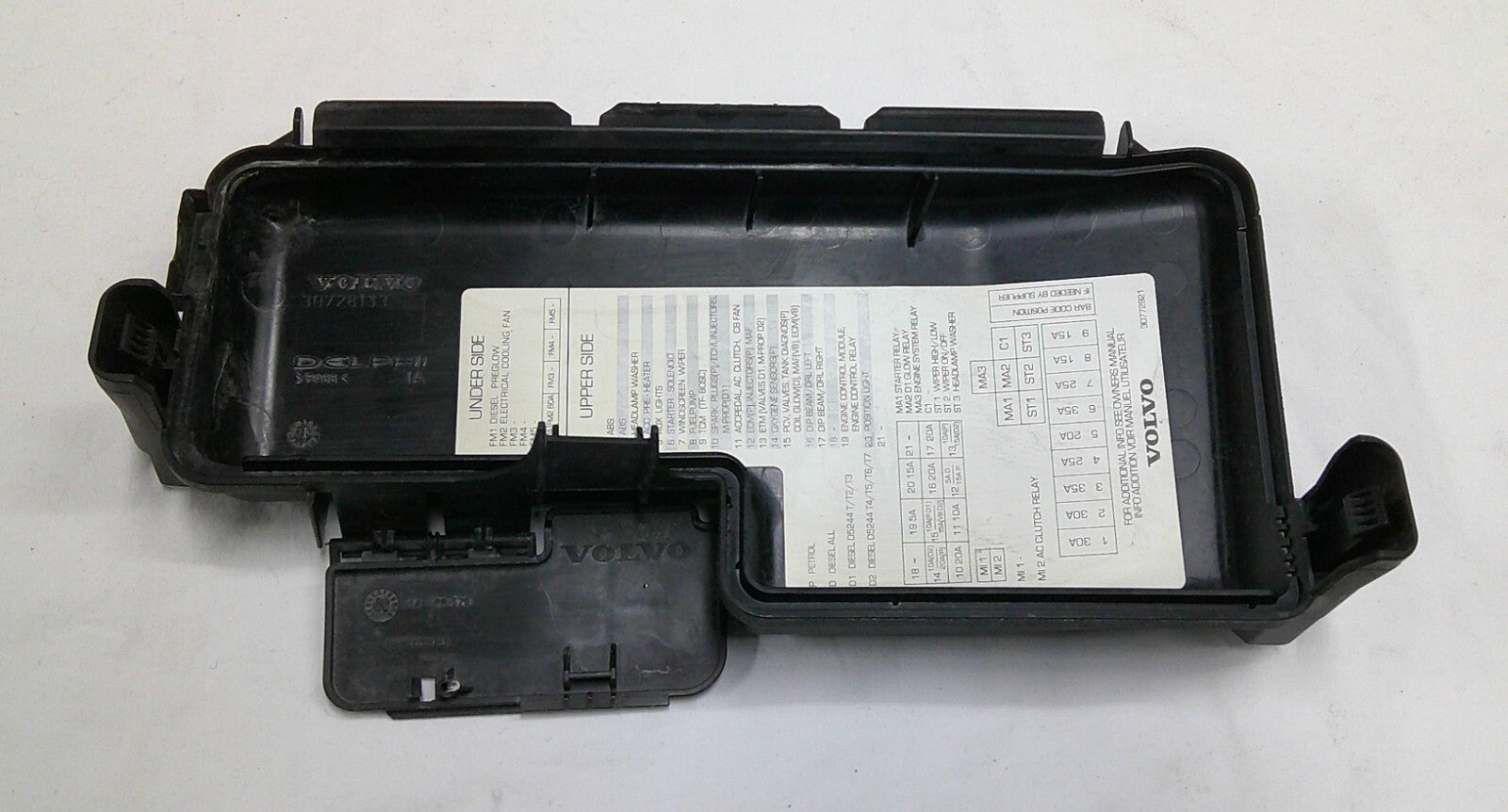 VOLVO S80 S60 V70 XC90 XC70 ENGINE COMPARTMENT FUSE RELAY LID COVER 30728133 B6 - RarePartsFinder.Com