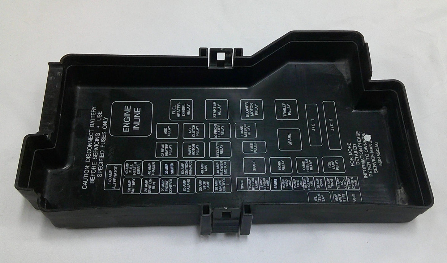 1998 - 2001 Dodge Ram Relay Under Hood Fuse Box Lid Cover OEM 56045714AB B10
