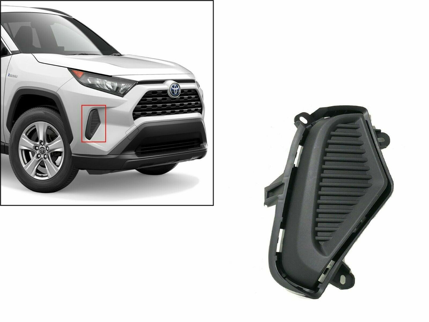 Passenger RH Side Solid Fog Light Cover For 2019-2021 Toyota Rav4 52127-0R150 - RarePartsFinder.Com