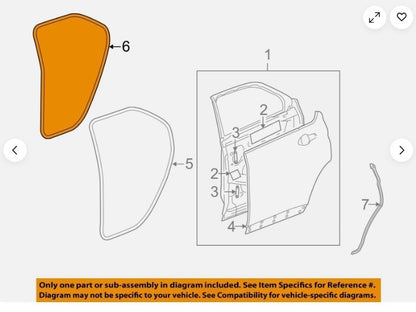 10 - 17 GMC Terrain Rear Door L or R On Body Weatherstrip OEM 84258755 W9