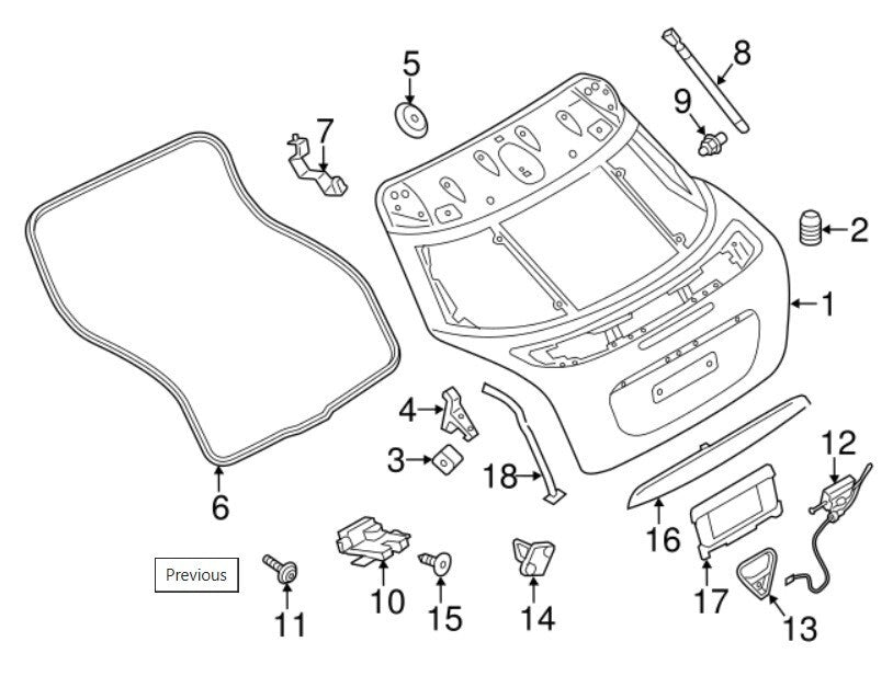 2012 - 2015 MINI COUPE ON BODY TRUNK HATCH WEATHERSTRIP OEM 51-76-2-758-883 W4